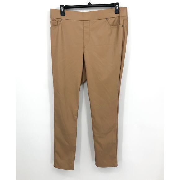 GLORIA VANDERBILT Avery Faux Leather Leggings 14 Tan Slim Pull on Skinny NWT - Picture 4 of 13